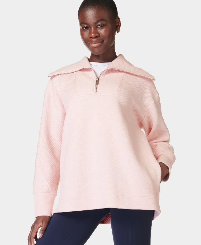 Radiant Half Zip Sweatshirt Sb9938 Neutral-Pink Hoodie with Print Artistic Unique