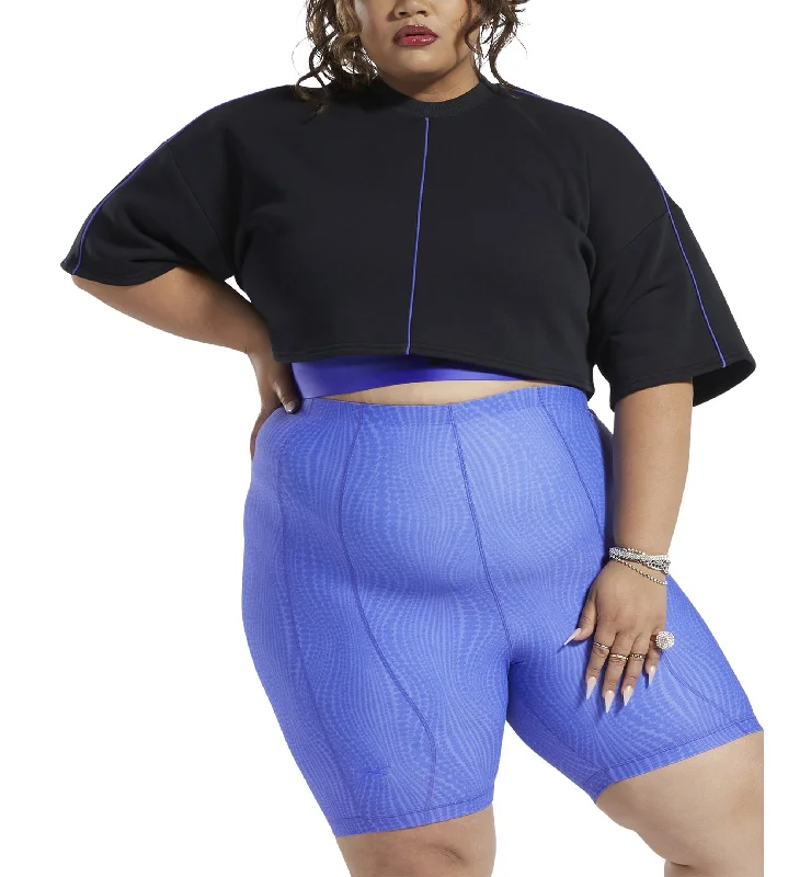 Reebok X Cardi B Plus Size Cropped T Sweatshirt Hoodie with V-Neck Classic Versatile