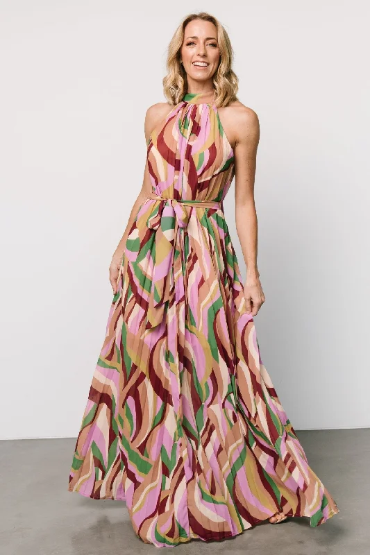 Rita Maxi Dress | Green Multi Print Fashionable High-Waist Maxi Dress