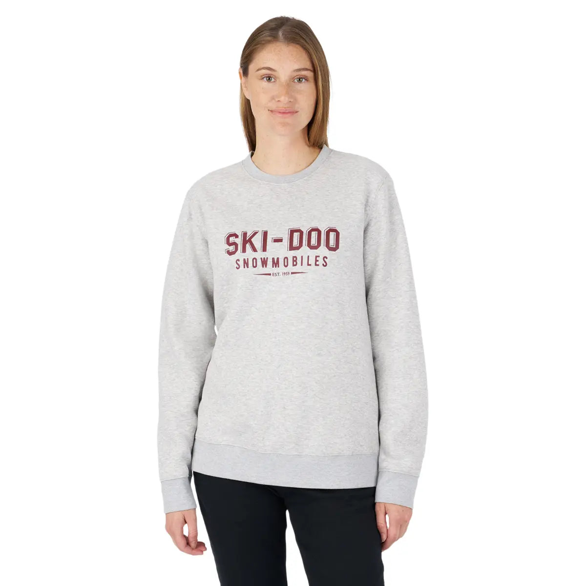 Ski-Doo Women's Vintage Crew Sweatshirt Hoodie with Side Slits Relaxed Casual