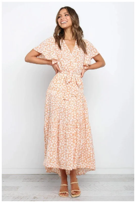 Floral  Maxi Dress - Marigold Classic A-Line Maxi Dress