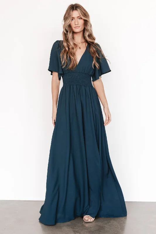 Verona Smocked Maxi Dress | Topaz Classic A-Line Maxi Dress