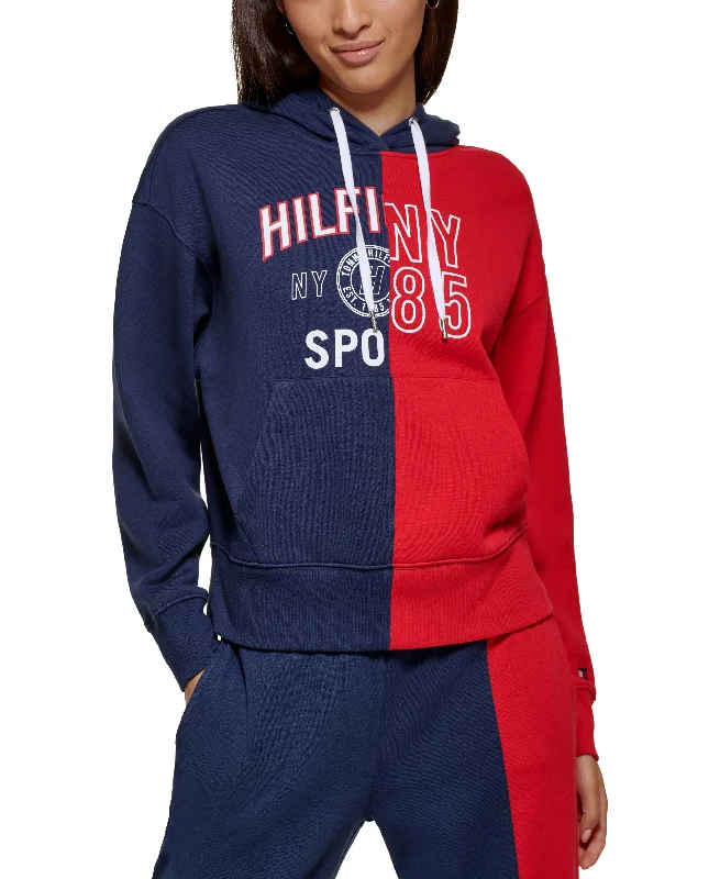 Women's Active color blocked with split graphic hoodie Hoodie with Full-Zip Functional Layering