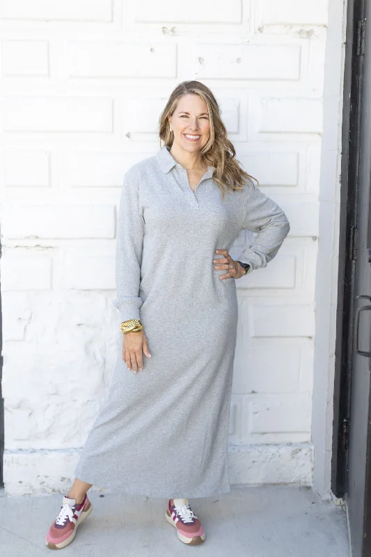 Aspen Maxi Sweatshirt Dress Hoodie with Snap Buttons Easy Quick