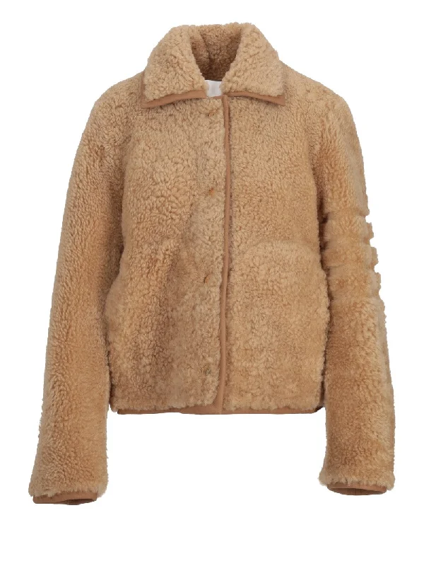 BELL SLEEVE JACKET W/ SHAVED 4BAR IN SHEARLING Insulated Jacket Fitted Jacket Loose Jacket