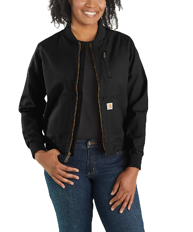 Carhartt Women's Canvas Bomber Jacket - Black Faux Fur Jacket Real Fur Jacket Shearling Jacket