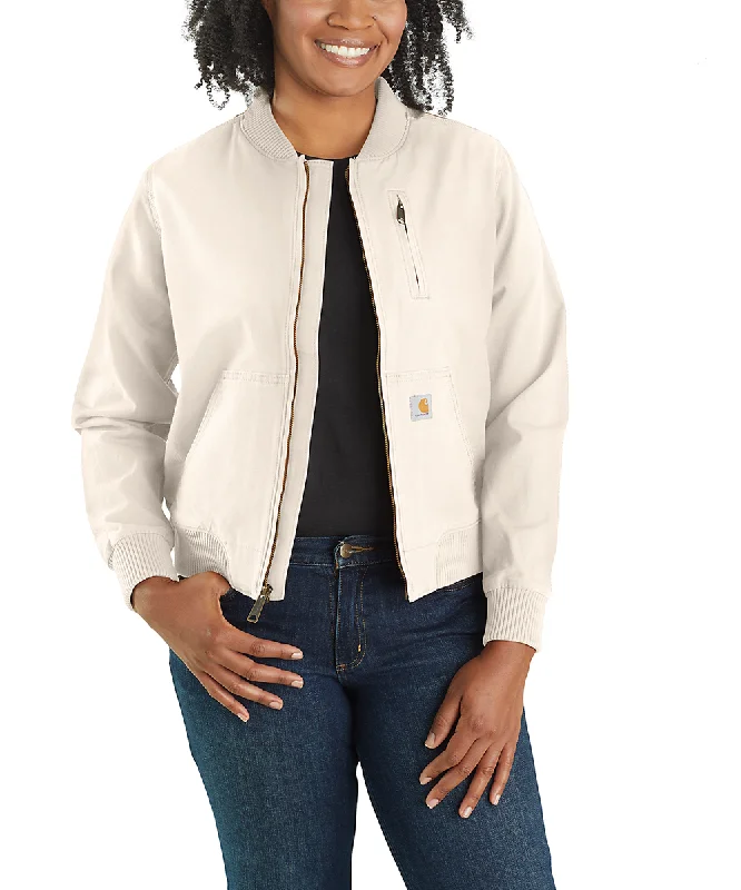 Carhartt Women's Canvas Bomber Jacket - Natural Chenille Jacket Brocade Jacket Lace Jacket