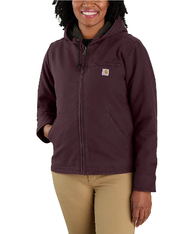 Carhartt Women's Sherpa Lined Sierra Jacket - Blackberry Knit Jacket Woven Jacket Fleece Jacket