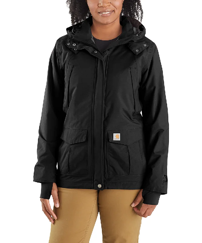 Carhartt Women's Waterproof Shoreline Jacket - Black Nylon Fabric Polyester Fabric Spandex Fabric