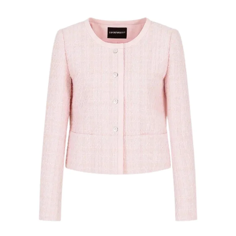 Emporio Armani Lurex Tweed Pink Jacket Herringbone Jacket Houndstooth Jacket Plaid Jacket