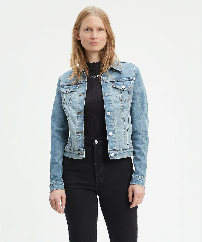 Levi's Women's Original Trucker Jacket - Light Stonewash Belted Jacket Elasticated Jacket Padded Jacket