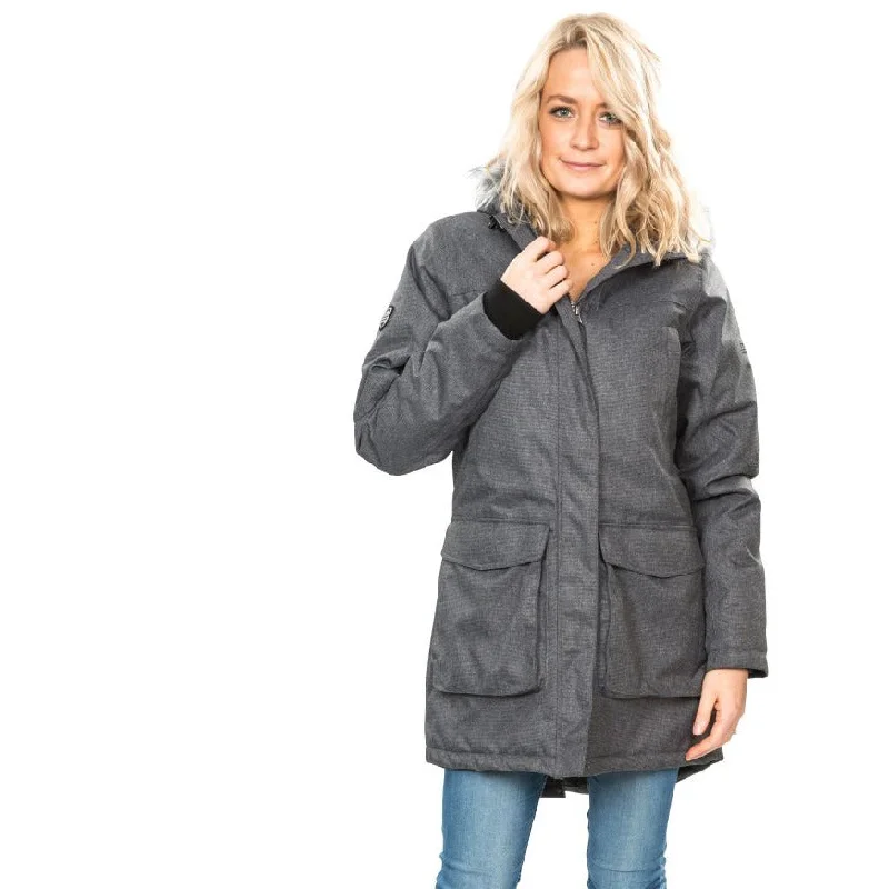 Thundery Women's Waterproof Padded Parka Jacket in Black, Silver & Grey Fleece Jacket Down Jacket Feather Jacket