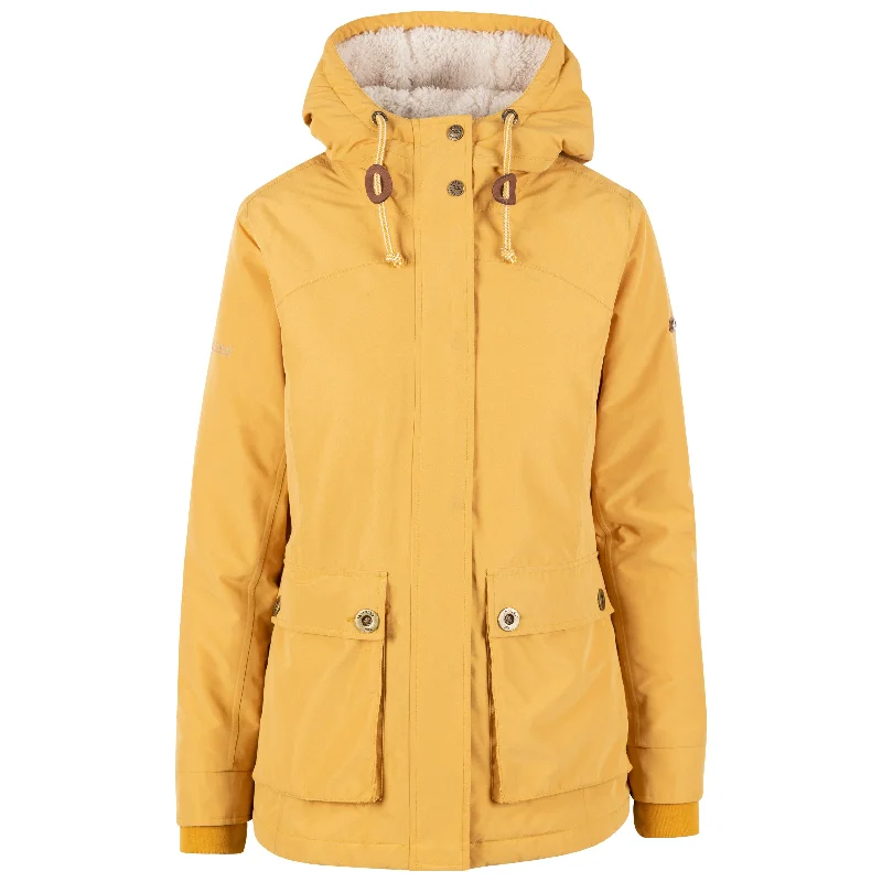 Token Women's Padded Waterproof Jacket in Honeybee Faux Fur Fabric Real Fur Fabric Shearling Fabric