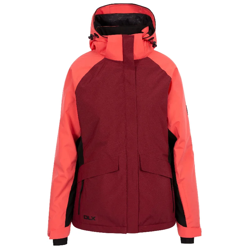 Ursula DLX Women's Padded Ski Jacket in Dark Cherry Fleece Fabric Down Fabric Feather Fabric