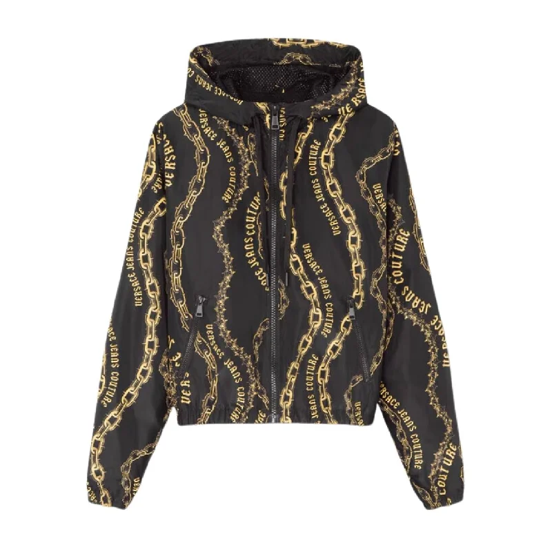 Versace Jeans Couture Chain Couture Black & Gold Windbreaker Jacket Fleece Jacket Down Jacket Parka