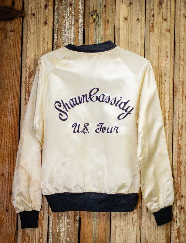 Vintage Shaun Cassidy US Tour Satin Tour Jacket 70s White Medium Fleece Jacket Down Jacket Feather Jacket