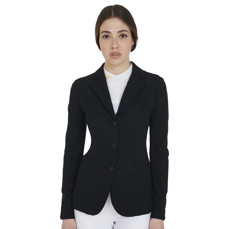 Women's Three-Button Competition Jacket - Black Oversized Jacket Tailored Jacket Straight Jacket