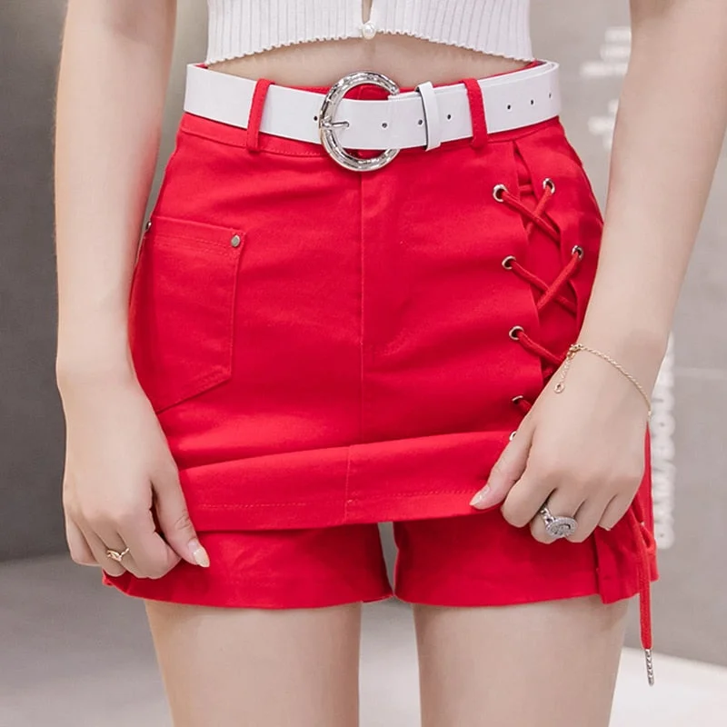 Bandage Women Denim Skirt Summer High Waist Chic Belt Jean Mini Skirt corduroy skirt cozy