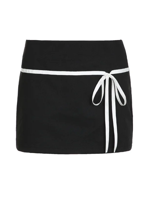 Demya Bow Tie Mini Skirt asymmetrical skirt cut