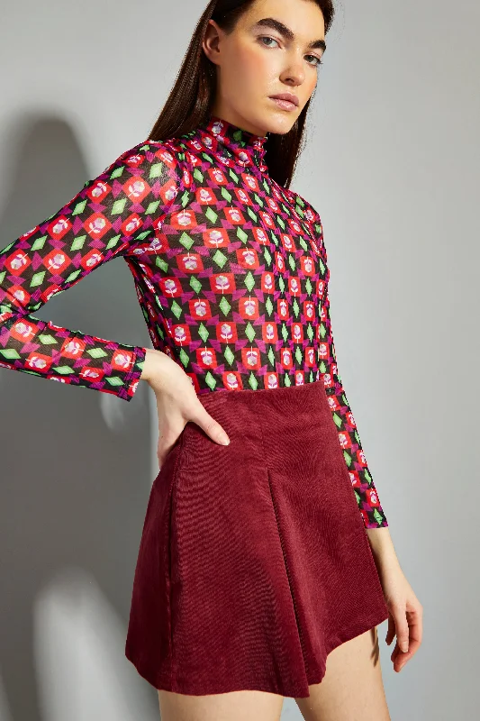 Glamorous Claret Corduroy Mini Skirt casual skirt length