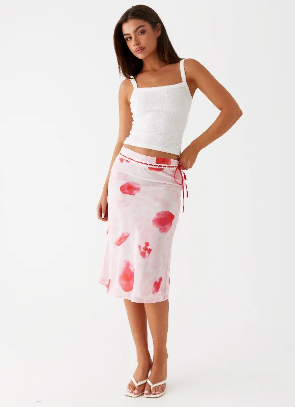 Peony Quartz Midi Skirt - Pink Poppy corduroy skirt cozy