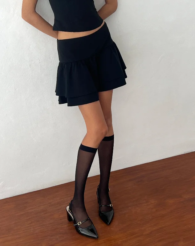 Samrina Pleated Tailored Mini Skirt in Black pencil skirt chic