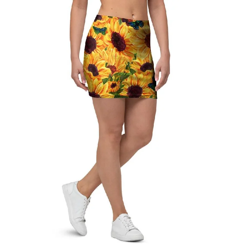 Sunflower Butterfly Mini Skirt lace skirt intricate