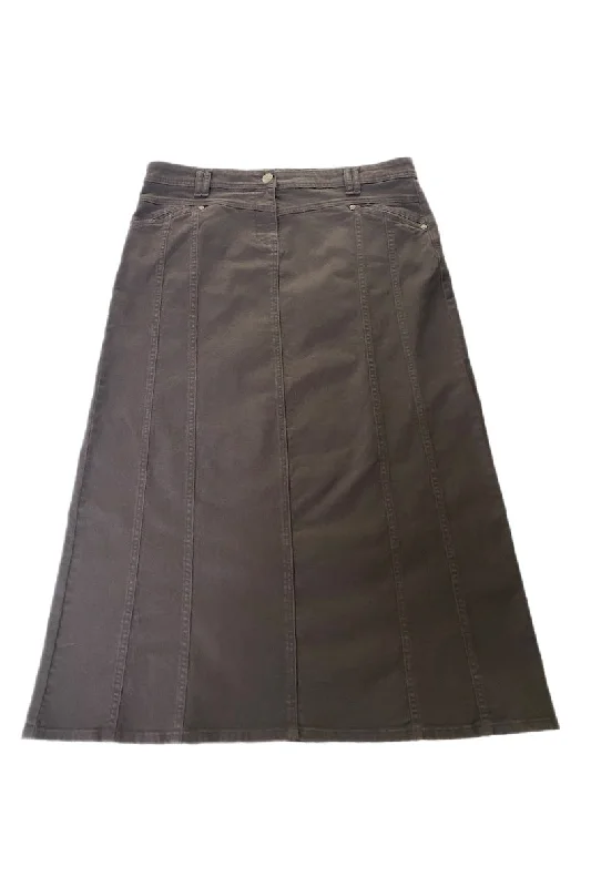 Twill Skirt Style 188-59J in Brown lightweight skirt design