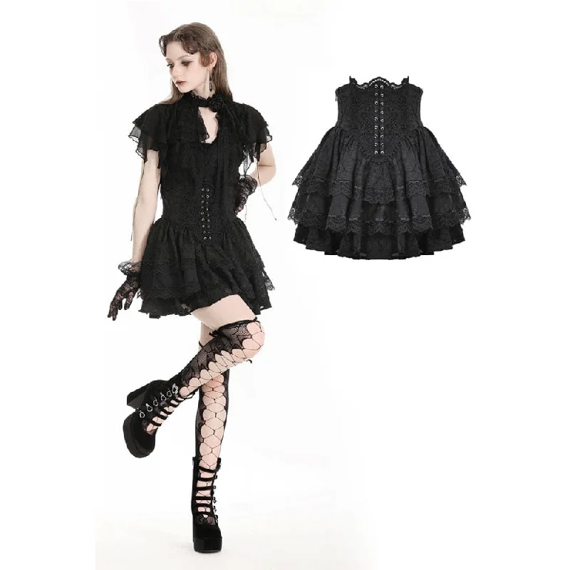 Women's Gothic High-waisted Layered Skirt cashmere skirt fine