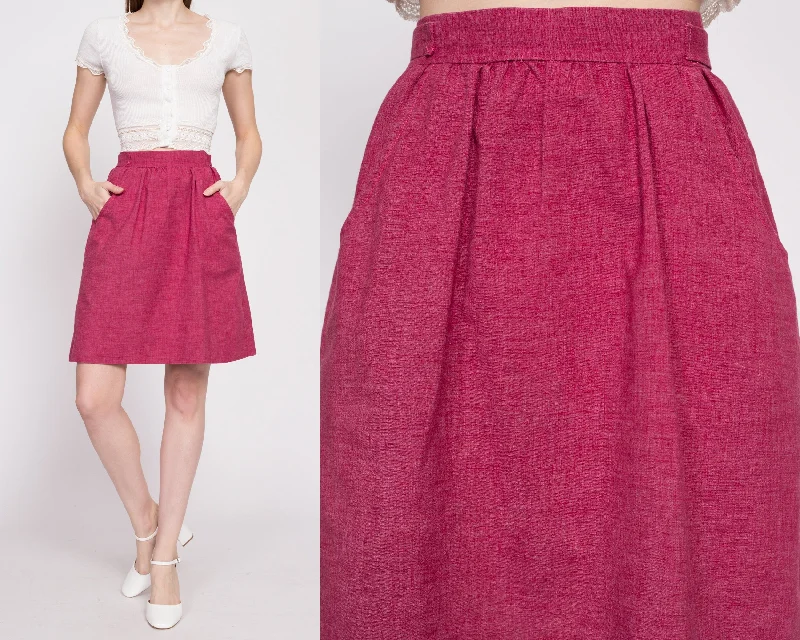 1960s Magenta Pink Mini Skirt - Small flowy skirt hem