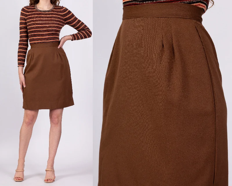 70s High Waisted Brown Mini Skirt - Small, 25.5" summer skirt style