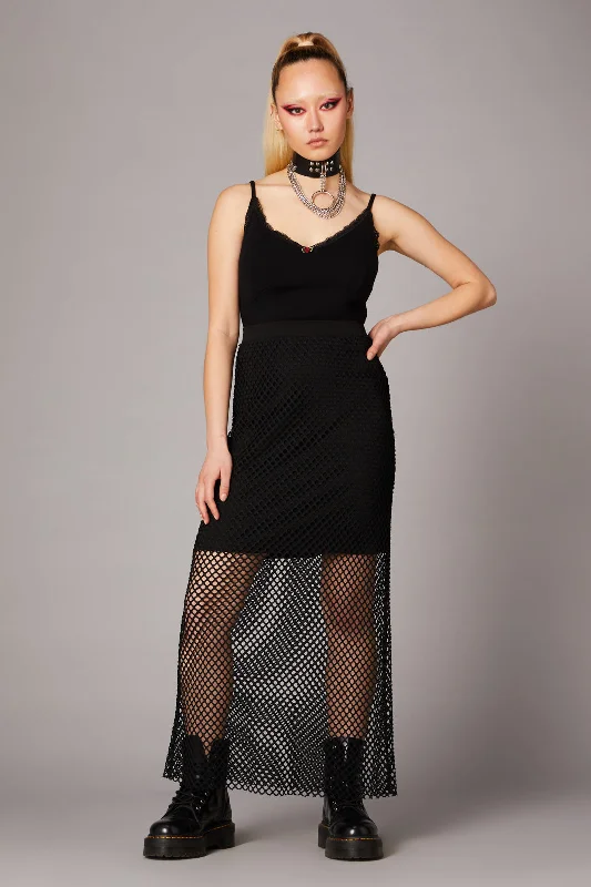 Delirious Long Mesh Skirt slim fit skirt