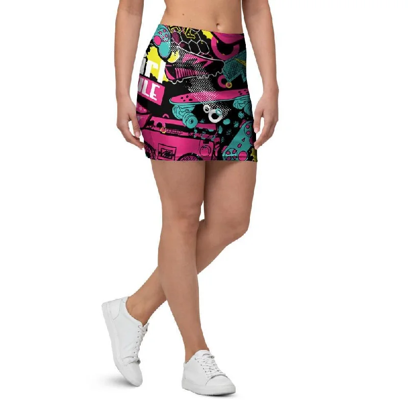 Graffiti Abstract Hiphop Lip Mini Skirt tulle skirt dreamy