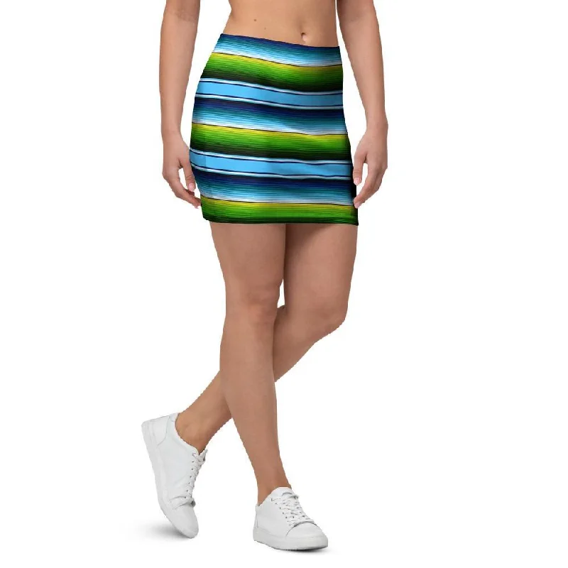 Green And Blue Mexican Baja Mini Skirt wrap skirt elegant