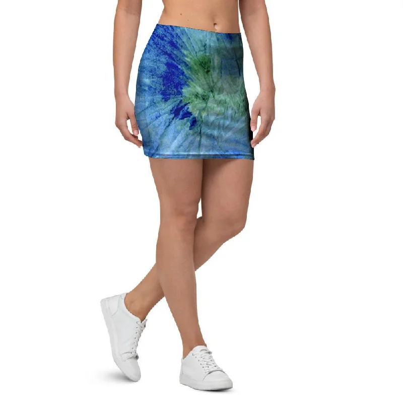 Green And Blue Tie Dye Mini Skirt maxi skirt elegant