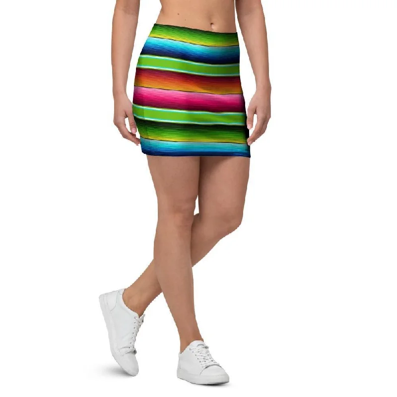 Green Baja Serape Mini Skirt cashmere skirt soft