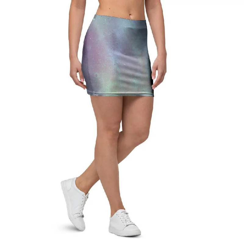 Green Galaxy Space Mini Skirt silk skirt elegant