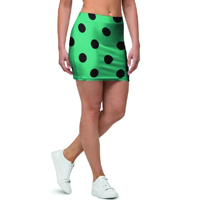 Green Polka Dot Mini Skirt floral skirt print