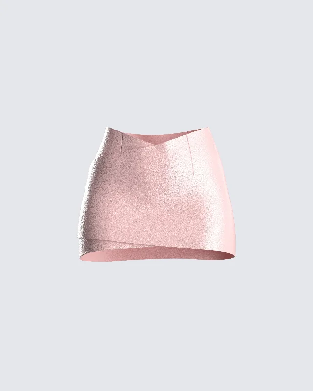 Jacque Pink Vegan Leather Skirt linen skirt light