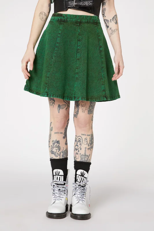 Joyride Acid Wash Mini Skirt pleated skirt texture