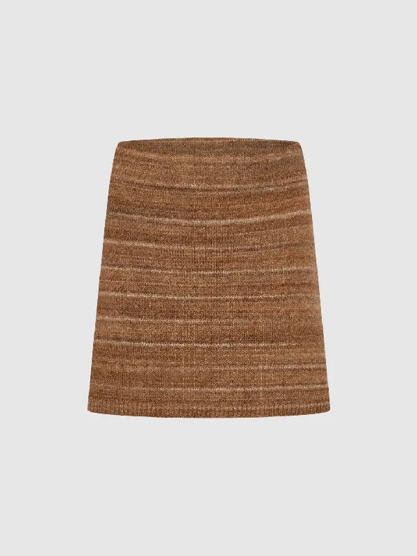 Mini Straight Knitted Skirt chiffon skirt airy