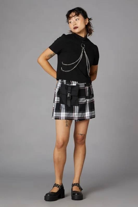 Nancy Pink Tartan Mini Skirt leather skirt refined