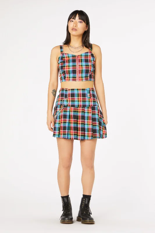 Rainbow Tartan Mini Skirt cashmere skirt soft