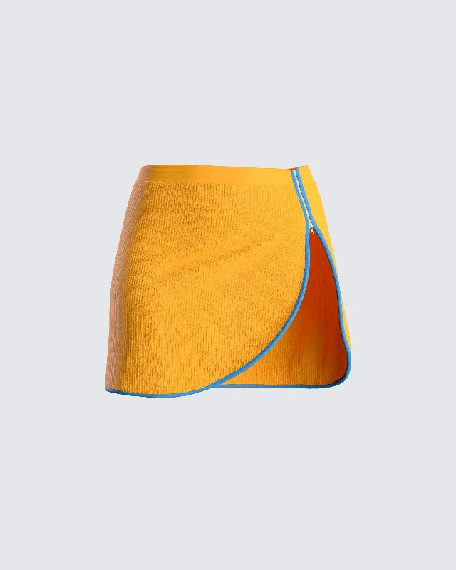 Riley Orange Mini Skirt silk skirt elegant